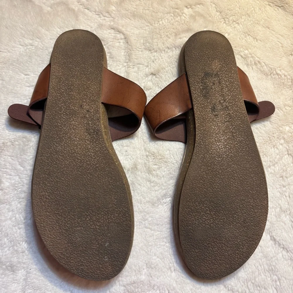 Blowfish Malibu Greco Thong Sandals Size 9 Brown Buckle Detail Braided T-Strap